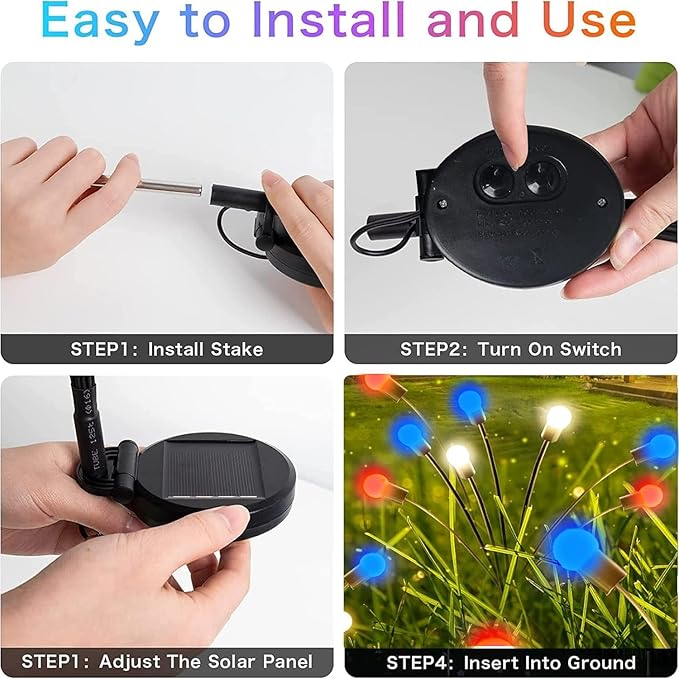 Albelt 2024 6pack Solar American Flag Lights - Solar Firefly Lights Outdoor 36LED Waterproof of The United States for Memory Day, Independence Day, National Day Decoration (Red+White+Blue)