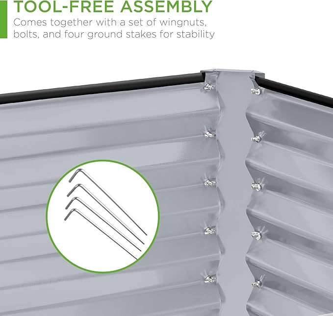 Best Choice Products 8x4x2ft Outdoor Metal Raised Garden Bed, Deep Root Planter Box for Vegetables, Flowers, Herbs, and Succulents w/ 478 Gallon Capacity - Moonlight Gray