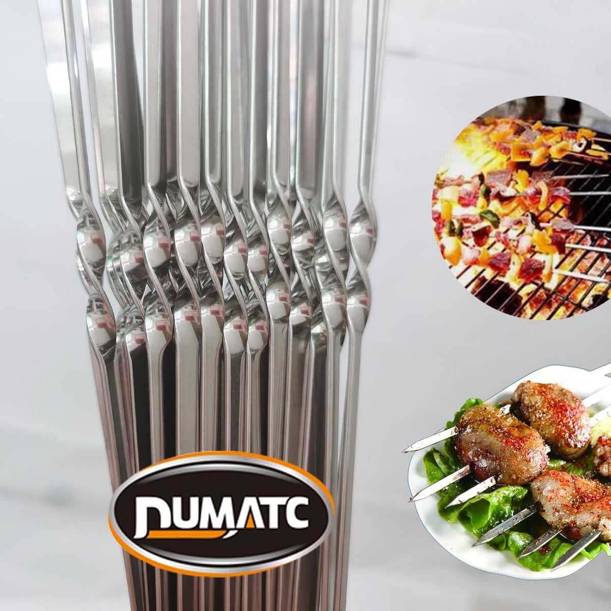Titan 304 Stainless Steel Skewers for Grilling – 30PCS Heavy-Duty Flat BBQ Skewers with Storage Tube | Food-Grade, Rust-Proof & Dishwasher Safe | 13.2" Kebab Sticks for Meat, Veggies & Shrimp