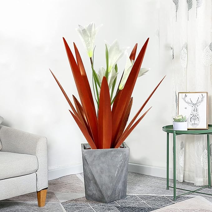 Homight Metal Agave Plant Outdoor Decoration Outdoor Garden Decoration Lily Mexican Yard Art Plant Garden Agave Lily Decorative Garden Gift… (3 Big White Lilies)