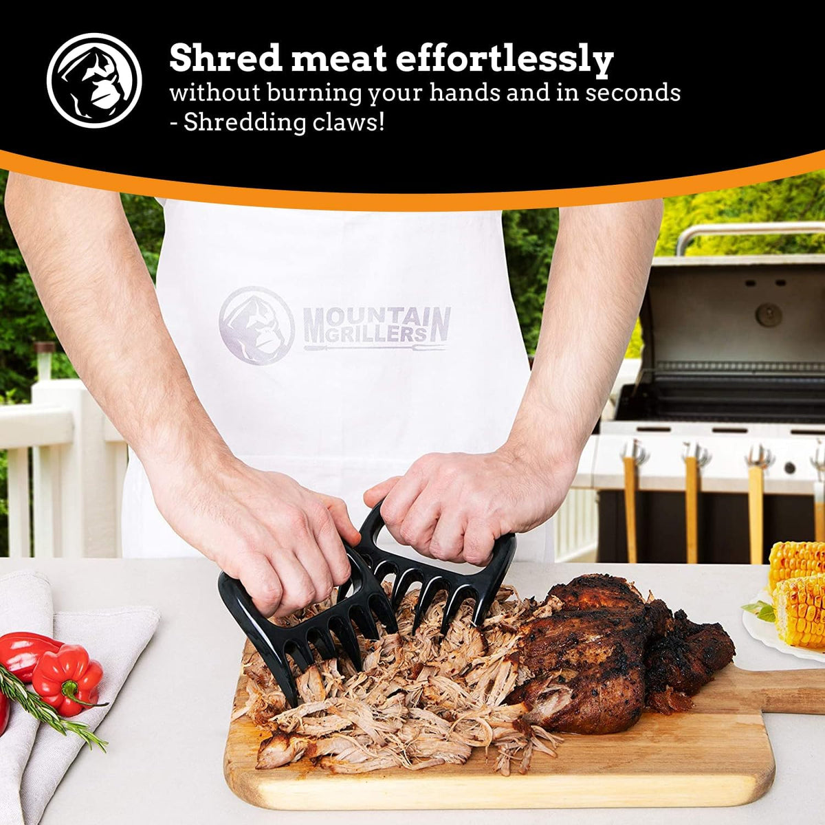 Mountain Grillers Meat Claws - Pulled Pork Claws and Meat Shredder - Grilling Claws BBQ Tools for Meat Shredding - Meat Pulling Claws for Barbecue, Smoker, and Grill Bear Claws - Pack of 2, Black