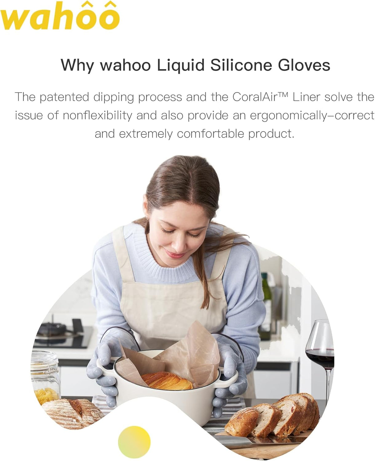 wahoo Professional Liquid Silicone Oven Mitts Gloves, Heat Resistant Gloves for Cooking, Baking, CoralAir Liner, 12 Inch, Purple, X-Large