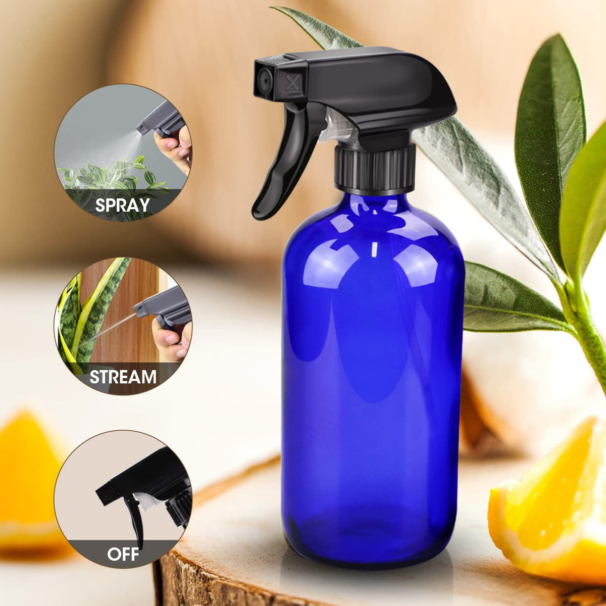 Wedama Glass Spray Bottles, 16 oz Glass Spray Bottles for Cleaning Solutions and Essential Oils, Refillable Empty Spray Bottle with Adjustable Nozzles for Alcohol, Plant and Hair Care (1 Pack)