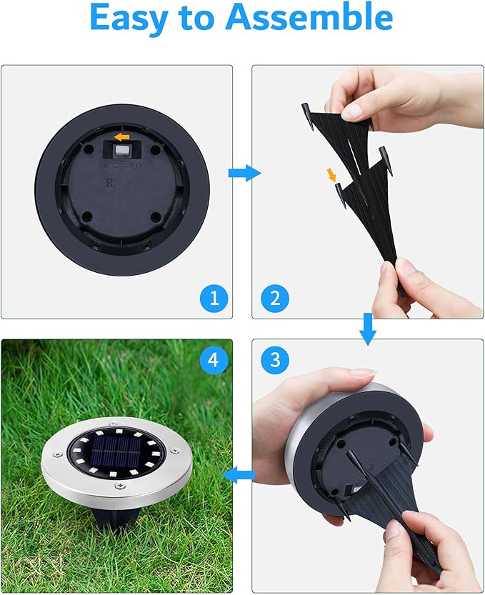 Biling Solar Ground Lights Outdoor 8 Packs, Bright 12 LEDs Solar Lights Outdoor Waterproof, Flat Landscape Lights Solar Powered for Yard Walkway Garden Driveway (Warm White)