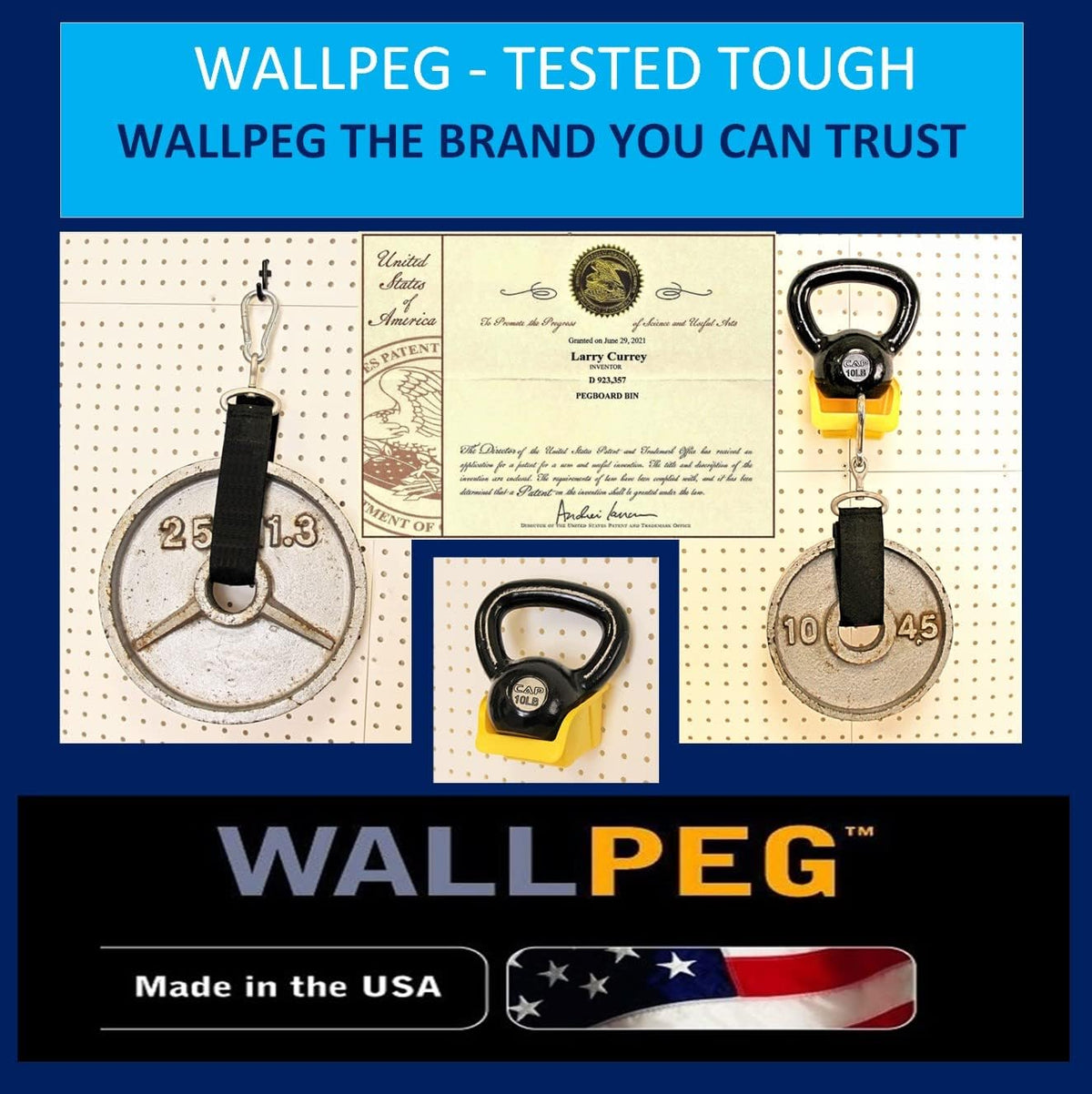 WallPeg 24" x 48" Garage Pegboard Kit (PK-3-B) with Peg Board Panels, Hooks for Tool Organizer, Garage Storage