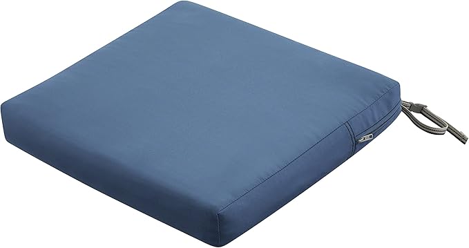 Classic Accessories Ravenna Water-Resistant 19 x 19 x 3 Inch Patio Seat Cushion, Empire Blue, Chair Seat Cushion