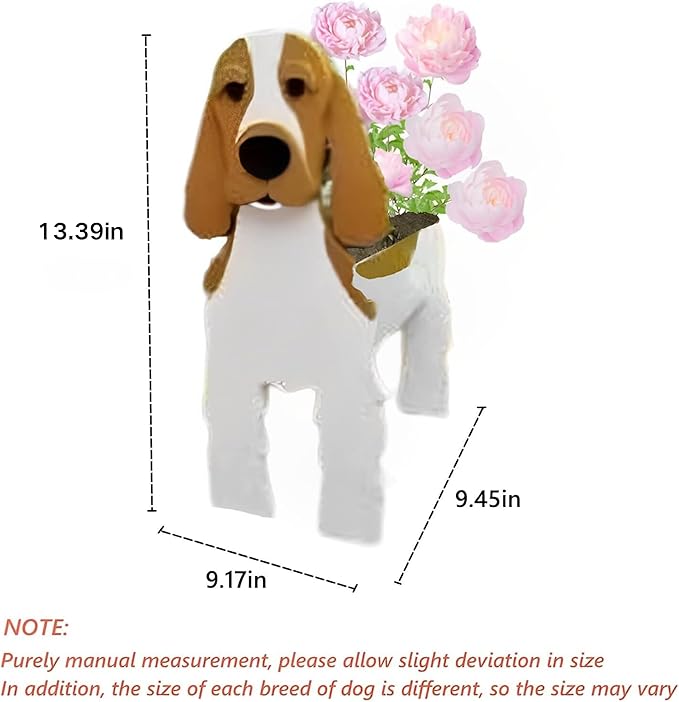 Brown and White Cocker Spaniel Dog Planter Plant Pots,Cute Garden Dog Flower Planter,Dog Planters Birthday Gifts for Women,Office,Indoor/Outdoor Decor（9.45 * 9.17 * 13.39in）