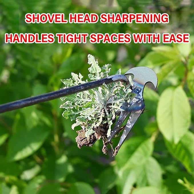 Amposei Weeding Artifact Uprooting Weeding Tool, Multifunctional Weeder, Hand Weeder Tool, Stand Up Weed Puller Tool with Handle for Garden Yard Farm Weed Removal (11in, Stainless Steel)