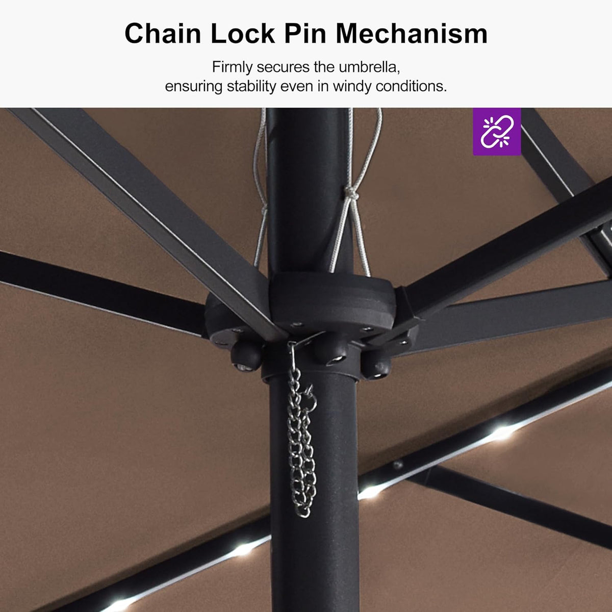 PURPLE LEAF 15ft Double-Side Patio Umbrella with Base and Solar Lights Outdoor Market Umbrella with Crank Handle Rectangle Umbrella for Backyard Pool Garden Deck, Taupe
