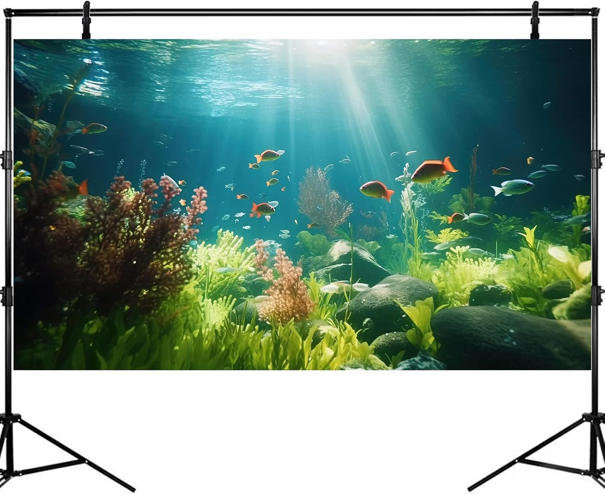Fish Tank Background Underwater Aquarium Background Under The Sea Aquatic Plants Fish Tank Backgrounds Ocean Floor Rock Terrarium Wallpaper Tropical Fish Aquarium Reptile Tank Backgrounds 36x20in