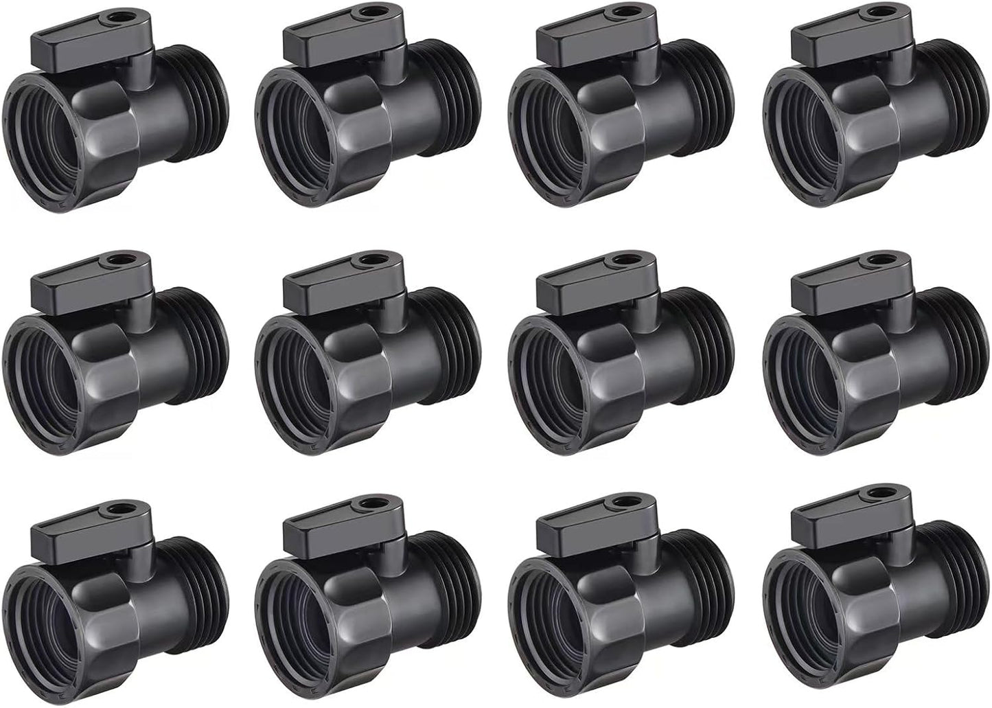 12 PCS 3/4'' Plastic Garden Hose Shut Off Valve,Water Shut-Off Ball Valve Thread Connector Coupling for Telescopic Water Pipe Water Gun Valve Control
