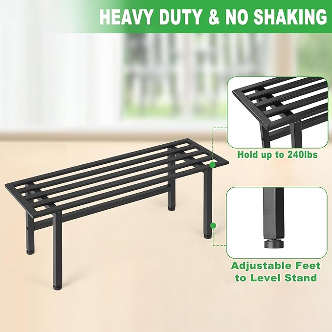 2 Pack Metal Plant Stand Outdoor Plant Shelf Indoor,1 Tier Heavy Duty Plant Stands for Multiple Plants,26" L x 10.12" H x 8.75" W,Black