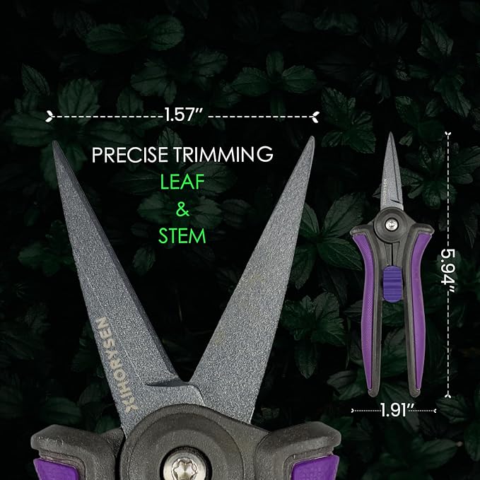 Bud Trimming Scissors Non-stick Resin Resist Blade Micro-Tip Garden Snips 6" Fluorine Coating Garden Scissors Pruning Shear Precision Leaf Stem Sharp Snips Effort-saving