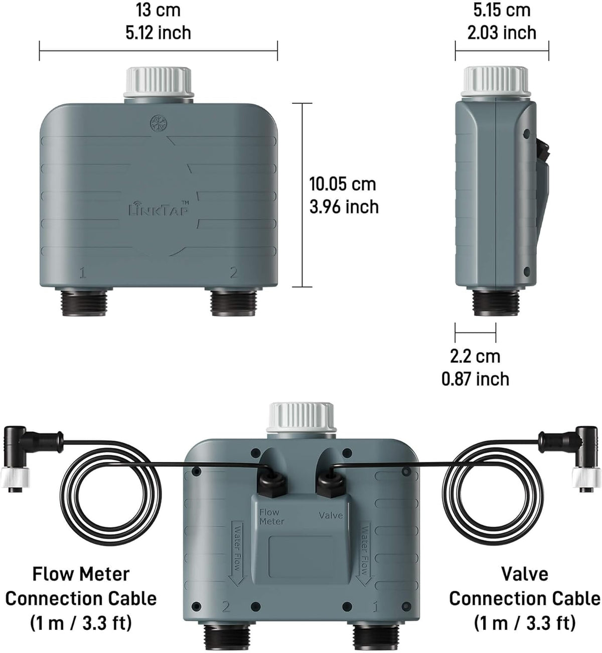 LinkTap T1 Smart 2-Zone Water Timer & Gateway, Built-in Flow Meters, Real-Time Fault Detection & Notification, Weather Adaptive, Better Range Than WiFi Hose Timer, IP66, Alexa, 2-Year Warranty