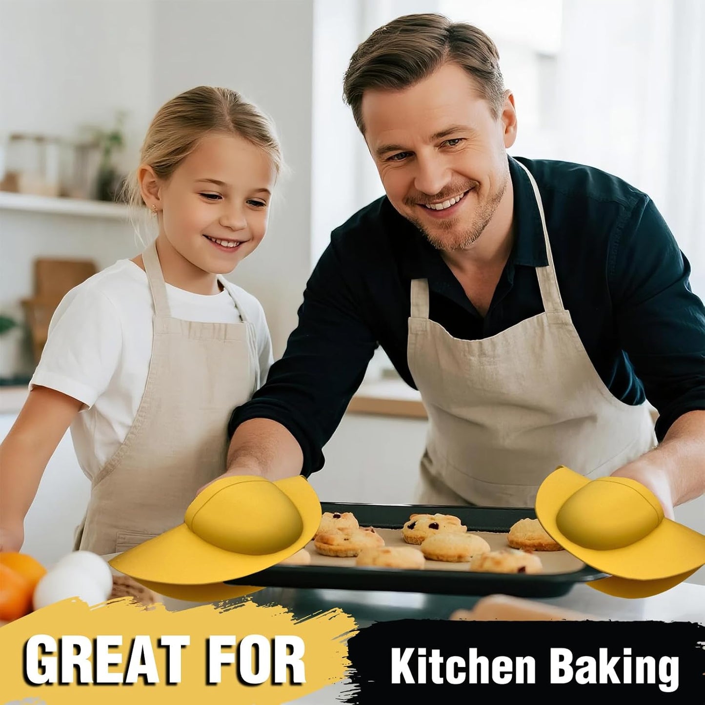 2 Pack Outdoor Grilling Mitts, Heat Resistant High Temperature Silicone Oven Grilling Gloves, Easy to Clean, Non-Slip Textured Lining, Can Be Used for Cooking, Smoking, BBQ and Food Handling.