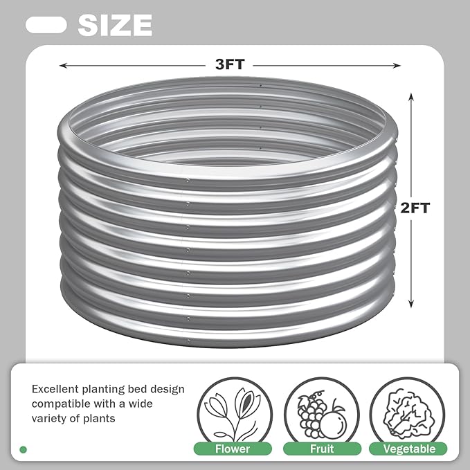 3 Pack 3×3×2ft Galvanized Raised Garden Bed Outdoor, Metal Garden Bed for Vegetables, Above Ground Garden Box for Flower, Steel Raised Beds for Gardening