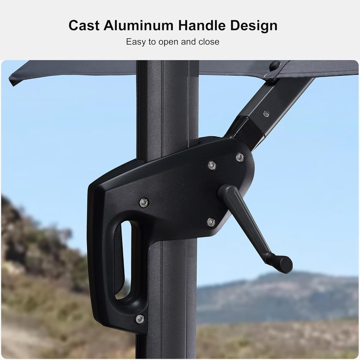 PURPLE LEAF 10 Feet Patio Umbrella Outdoor Cantilever Solar Powered LED Square Umbrella Aluminum Offset Umbrella with 360-degree Rotation for Garden Deck Pool Patio Light Grey