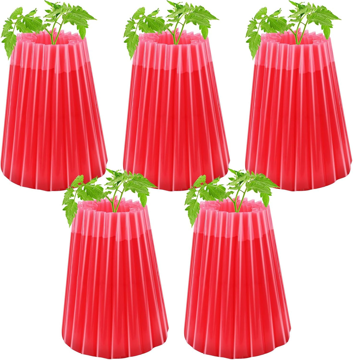 MJZ 5 Pack Walls of Water Plant Protectors, 18.3 x 18.3 Inch Reusable Wall of Water for Tomato Plants, Early Season Insulated Plant Protector Freeze Protection, Plant Covers for Winter Cold Weather