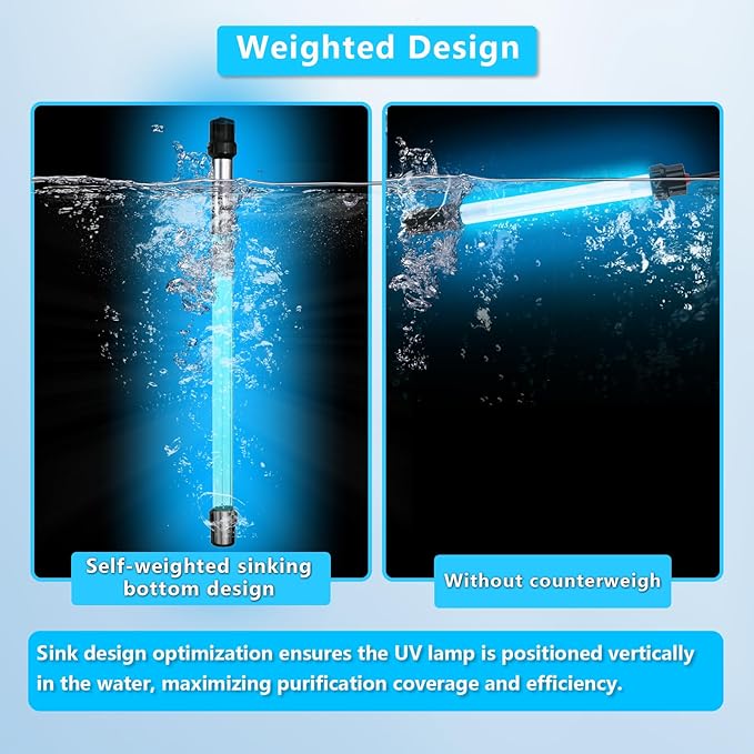 55W Aquarium UV Light for 500-5000 Gallon, UV Pond Light for Koi Pond, Swimming Pool, Spa, Large Fish Tank, Cold Plunge UV Light for Pond Algae Control