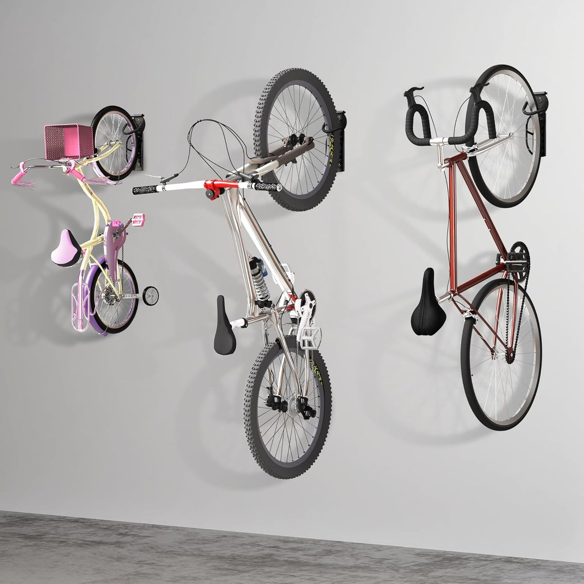 suptek 2 Packs of Vertical Bike Rack Wall Mount - Heavy Duty Garage Bike Hanger for Indoor Storage, Easy to Hang and Detach, Supports Up to 132 lb, BYPA01-2