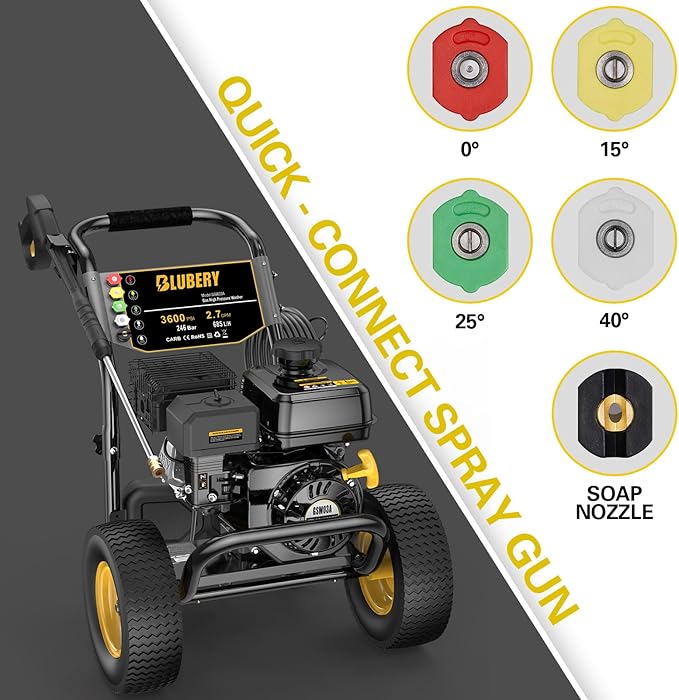 Heavy-Duty Gas Pressure Washer, 3600Psi at 2.7Gpm Power Washer,Portable, 30feet Pressure Hose,Industrial Style,Axial Cam Pump, for Siding, Driveway, House, Car, RV, Paint Preparation etc