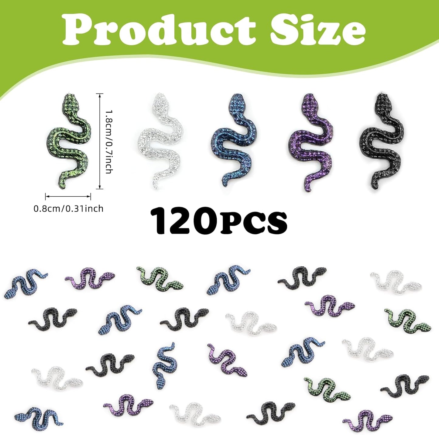 120Pcs Mini Resin Snakes, Miniature Halloween Tiny Snakes for Crafts, Micro Resin Animals Figurines for DIY Fairy Garden Dollhouse Micro Landscaping Decoration