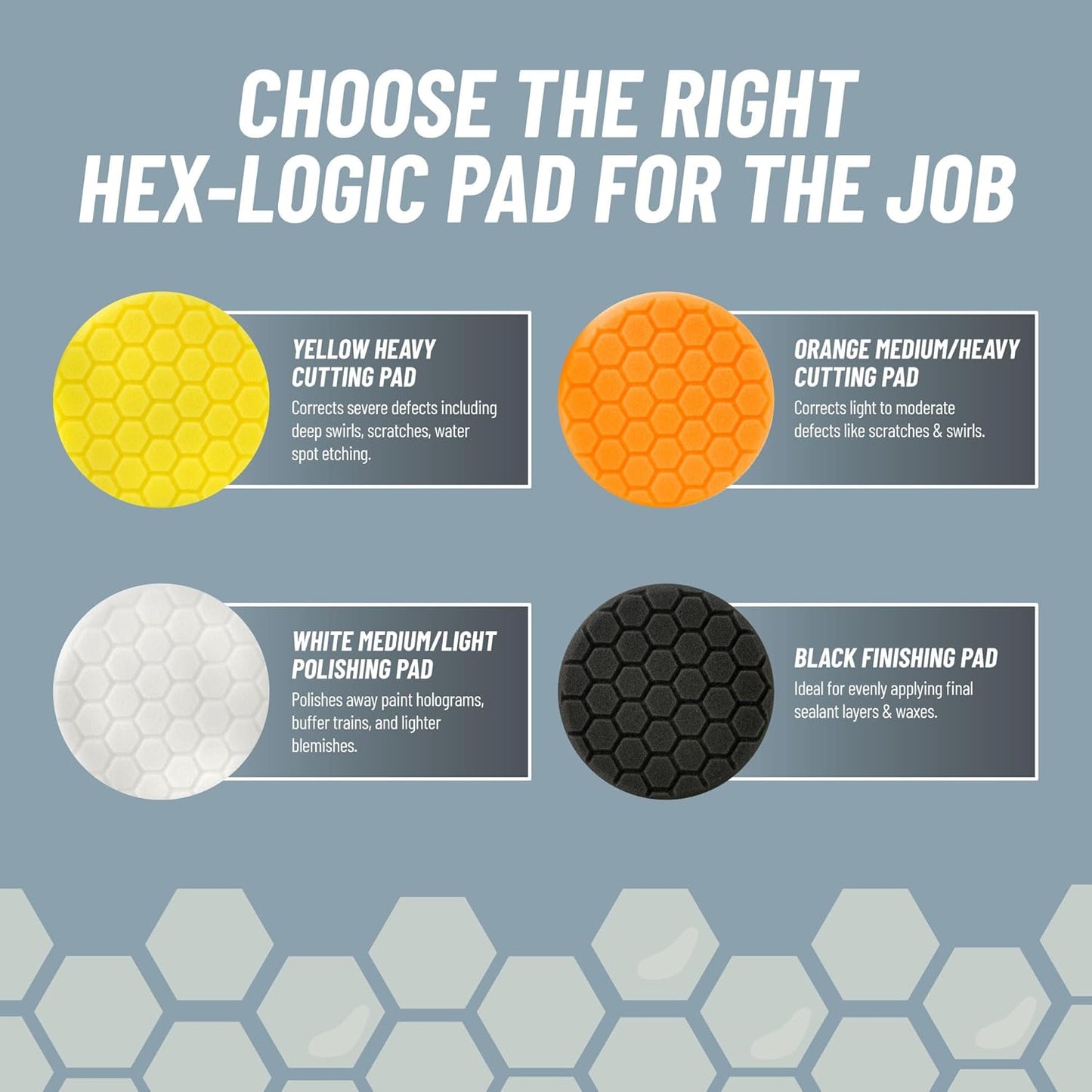 Chemical Guys Hex-Logic Finishing Pad Black (6.5 Inch) (3 Pack) – Ultra Soft Foam Pads for Wax, Sealant & Glaze Application On Large Panels