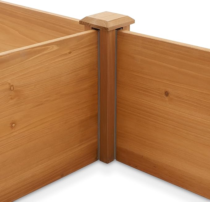 Casafield Outdoor Raised Garden Bed - Wooden Planter Box for Vegetables, Grass, Lawn, and Yard - 96 x 28 x 10, Natural