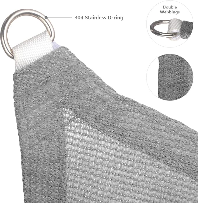 Eden's Decor Straight Flat-Edged Sun Shade Sail Rectangular 13' x 22' Grey UV-Blocking Outdoor Canopy Fabric Cloth Awning for Pergola Patio Garden Backyard Custom Size