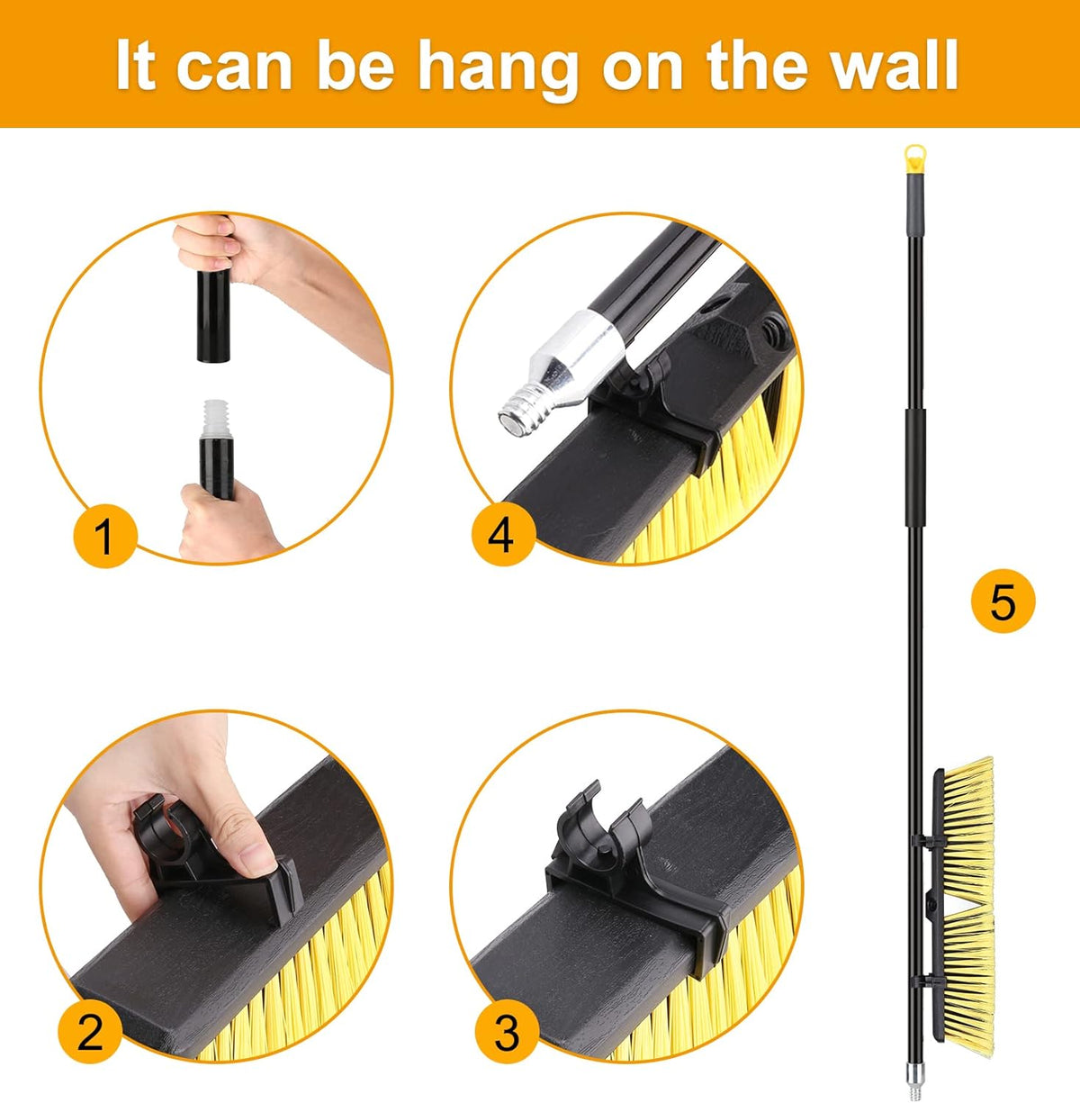 KeFanta 18 Inches Push Broom Outdoor- Heavy Duty Broom with 63" Long Handle for Deck Driveway Garage Yard Patio Warehouse Concrete Floor Cleaning