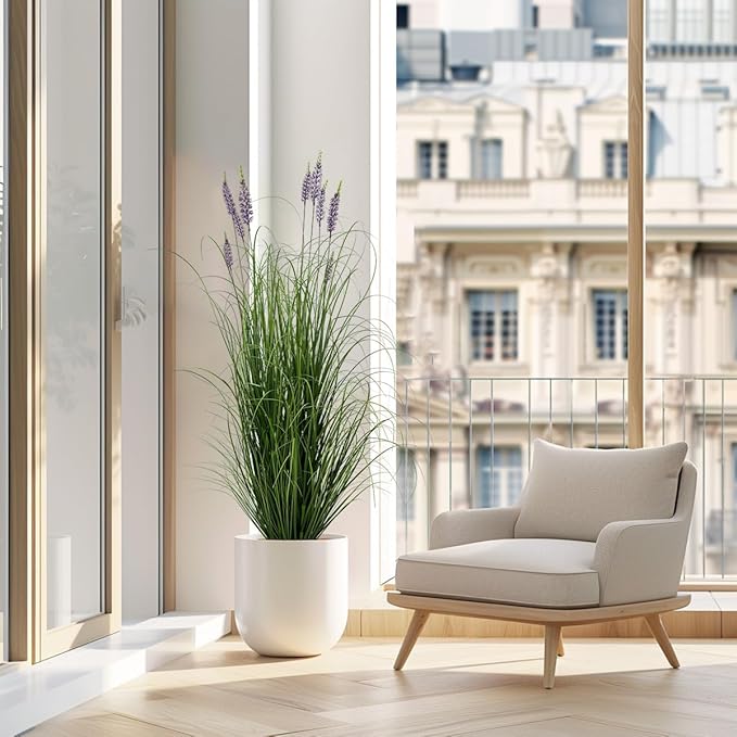 Artificial Plant 5ft(2pack) Tall Artificial Lavender Plant,Faux Plants Indoor Home Decorative Artificial Plants & Flowers in Pot Fake Plant, House Plant Indoor