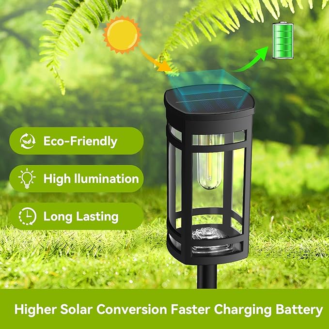 8 Pack Solar Lights Outdoor Waterproof for Garden Pathway Walkway Driveway Yard Lawn Decorative Landscape Lighting. (Cool White Light, 8)