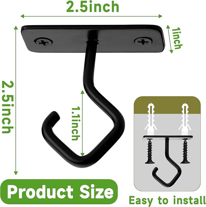 Ceiling Hooks for Hanging Plants: Iron Plant Bracket for Wall Mount - Metal Plant Hanger Indoor Hooks - 4 Pack