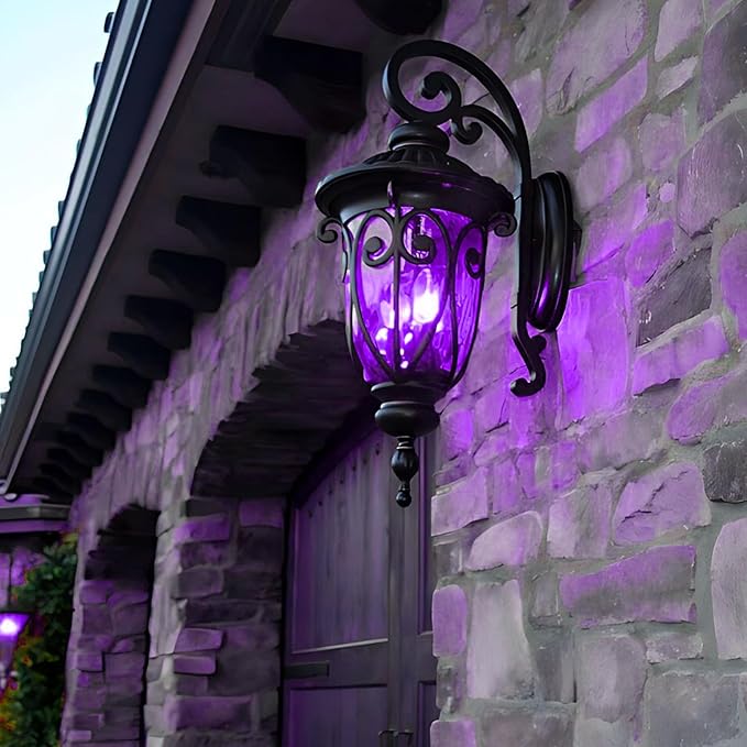 Hompavo 【Upgraded LED Flame Light Bulbs, 3 Modes Flickering Light Bulbs, E12 Chandelier Base Candle Fire Light Bulb for Halloween Christmas Party Porch Indoor & Outdoor Home Decoration, Purple 6 Pack