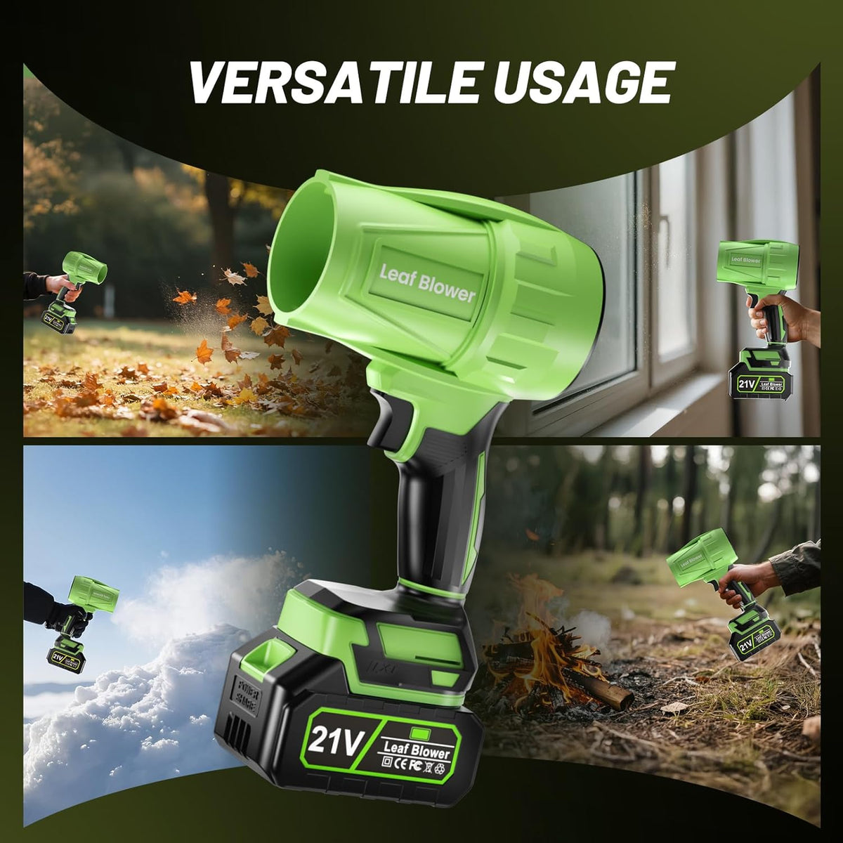 Leaf Blower Cordless with Battery and Charger, 550,000 RPM, Lightweight Handheld Design, Turbo Jet Blower for Lawn, Yard, Garage, Patio, and Sidewalk Cleaning.