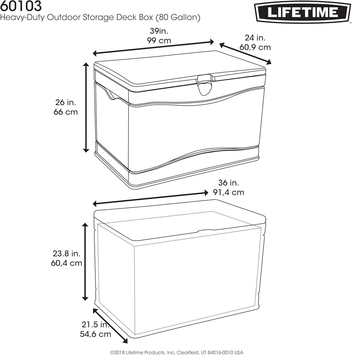 Lifetime 60103 Deck Storage Box, 80 Gallon, Desert Sand/Brown