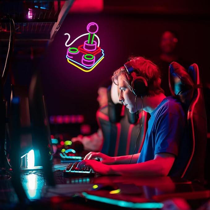 Alkkign Gamer Neon Sign for Wall Decor Game Controller Neon Signs Gaming Neon Light for Gamer Room Decor Game LED Sign for Teen Boys Room Gaming Room Decoration