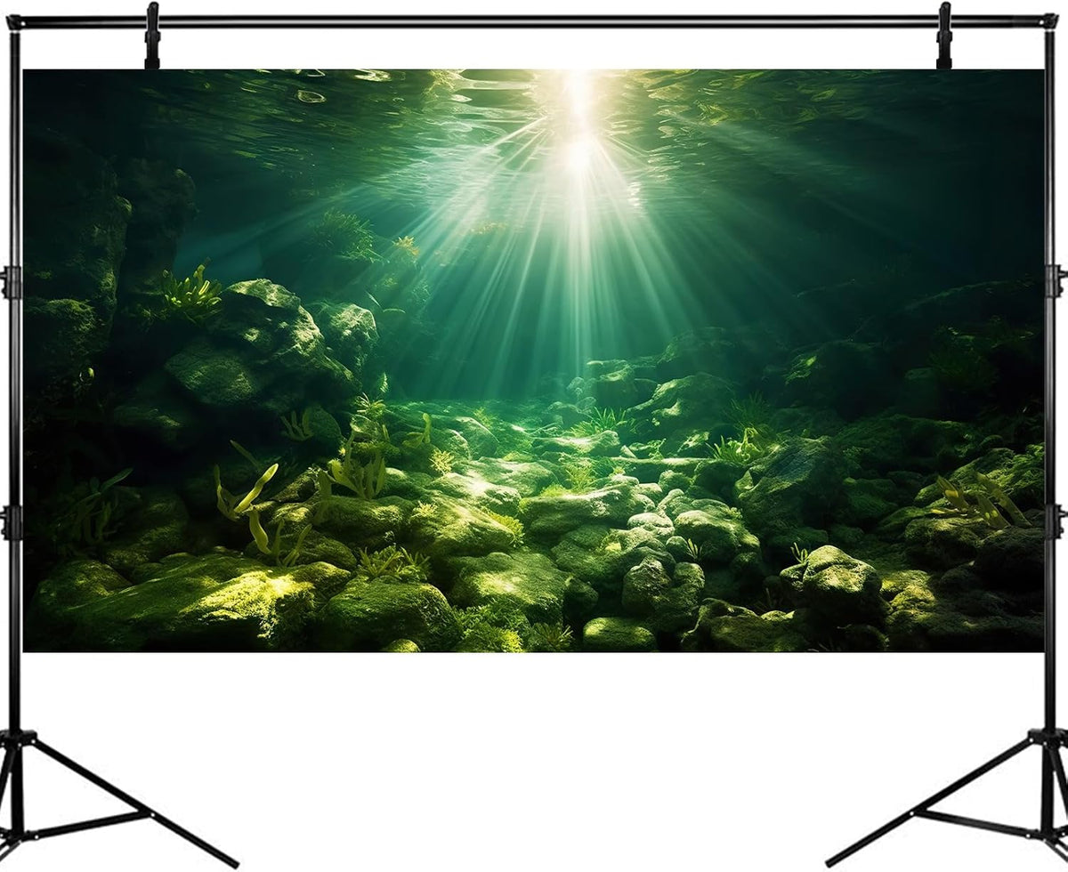 Underwater Sunray Aquarium Background Deep Ocean Rock Cave Fish Tank Background Under The Sea Coral Reef Aquarium Backgrounds Ocean Floor Tropical Fish Terrarium Backgrounds 36x20in