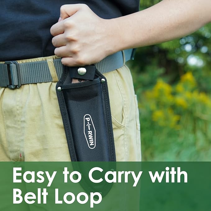 Hori Hori Garden Knife, Garden Tools with Sheath for Weeding,Planting,Digging, 7" Stainless Steel Blade with Cutting Edge, Full-Tang Wood Handle with Hanging Hole