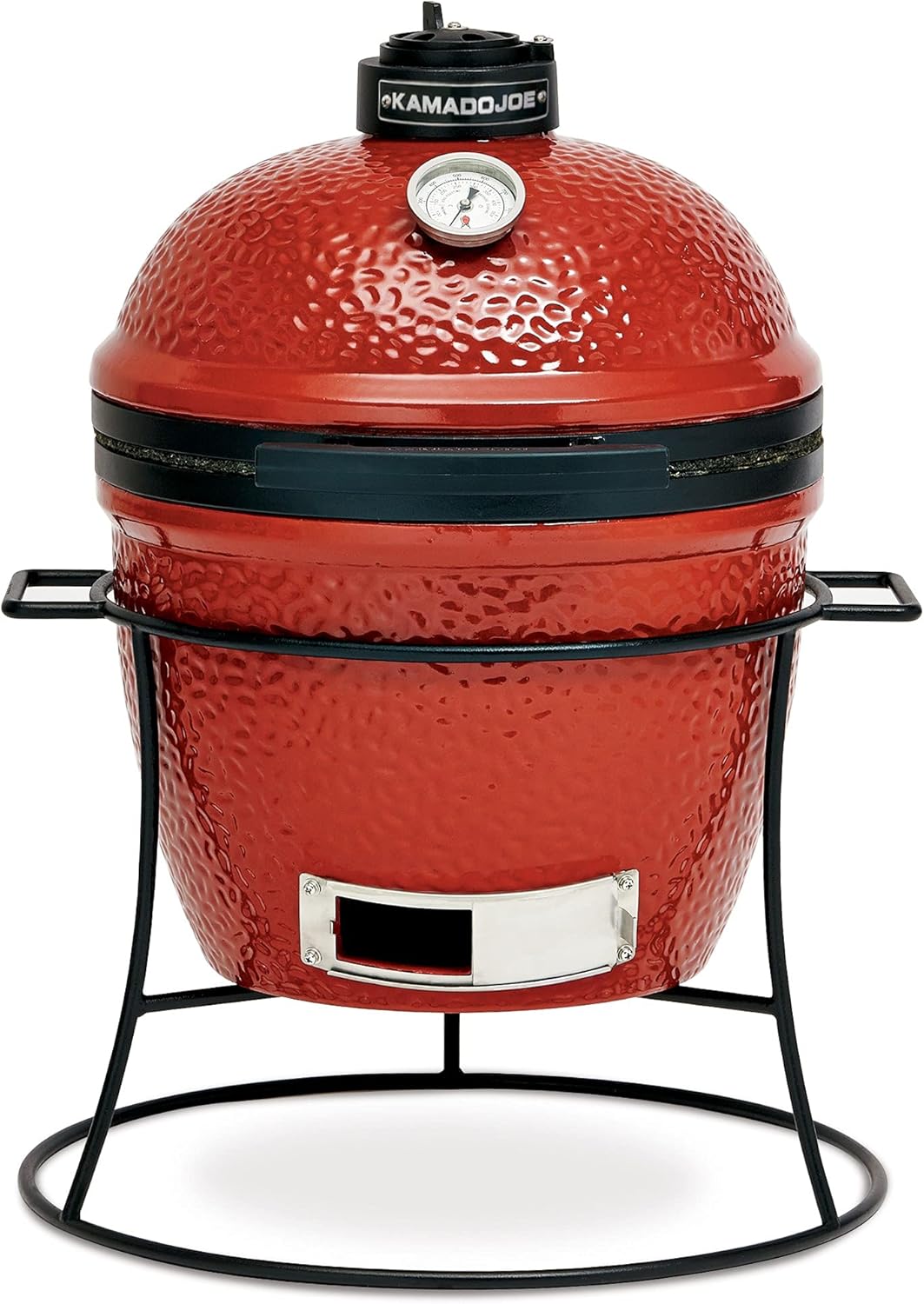 Kamado Joe KJ13RH Joe Jr. 13.5 inch Portable Charcoal Grill with Cast Iron Cart and Heat Deflectors, Blaze Red and Kamado Joe KJ15090620 Cast Iron Sear Plate