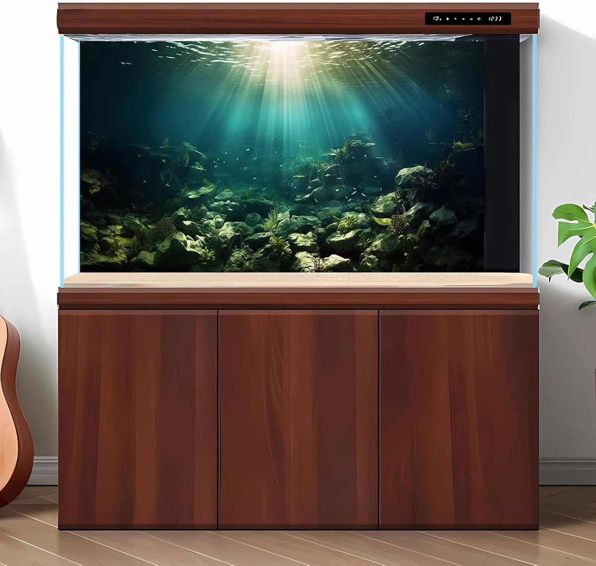 Deep Ocean Aquarium Background Under The Sea Fish Tank Background Underwater World Terrarium Backgrounds Ocean Floor Rock Aquatic Plants Aquarium Backdrop for Fish Tank Backgrounds Decors 24x16in