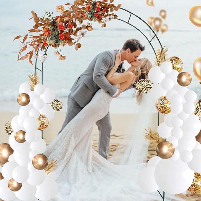 Adorox Adorox 7.8ft Garden Arch Trellis for Climbing Plants, Metal Arch Frame, Pumpkin Archway Outdoor Garden Arbors and Arches for Halloween Christmas Birthday Party Baby Shower Decoration (Green)