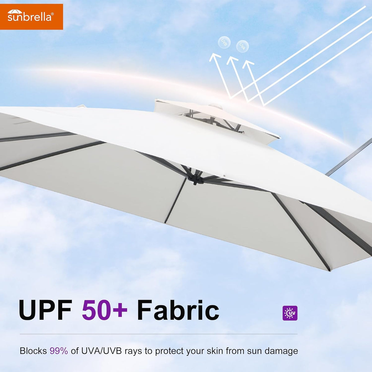 PURPLE LEAF Cantilever Umbrella 10' X 13' Outdoor Double Top Large Rectangle Heavy Duty 360° Rotation Offset Sun Shade Umbrella for Garden Patio Deck Pool Backyard Canvas Natural