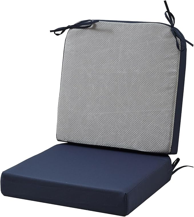 19 x 19 Inch Outdoor Seat Cushions for Patio Furniture with Non Slip and Ties Waterproof & UV Resistant Round Corner Outdoor Chair Cushions Replacement Set of 2, Navy Blue