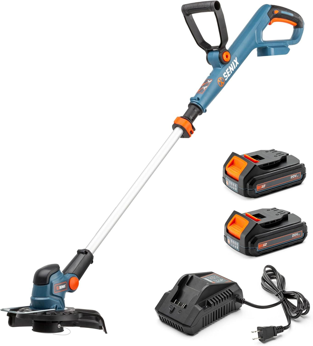 SENIX X2 20V 10'' Weed Wacker - 2 (2.5 Ah) Batteries, 2A Charger and Spool Included- X2GT-BDL