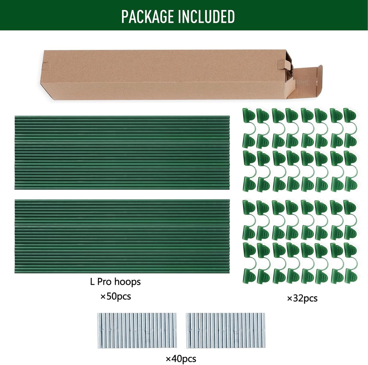 MAXPACE Greenhouse Hoops for 2.7ft or Wider Grow Tunnel, Rust-Free Fiberglass Support Hoops Frame for Garden Fabric, DIY Plant Support Garden Stakes, Gardening Supplies, 50pcs