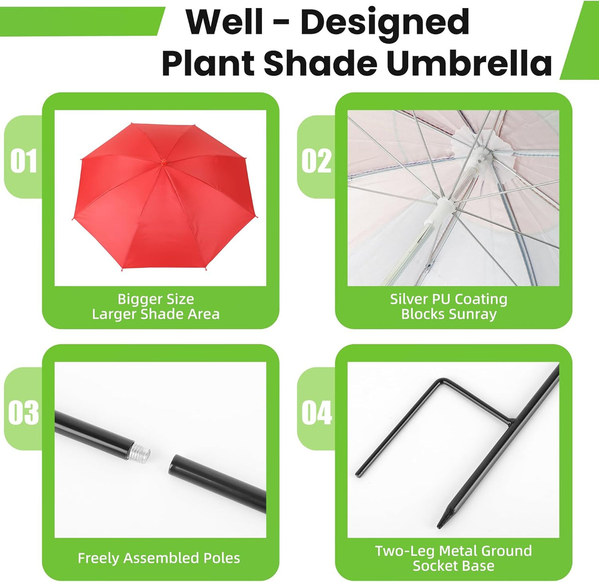 Plant Umbrellas for Outdoor Plants，3 Pack Garden Umbrella Shade for Potted Plants and Garden Beds，23.6" Sun Shade Covers