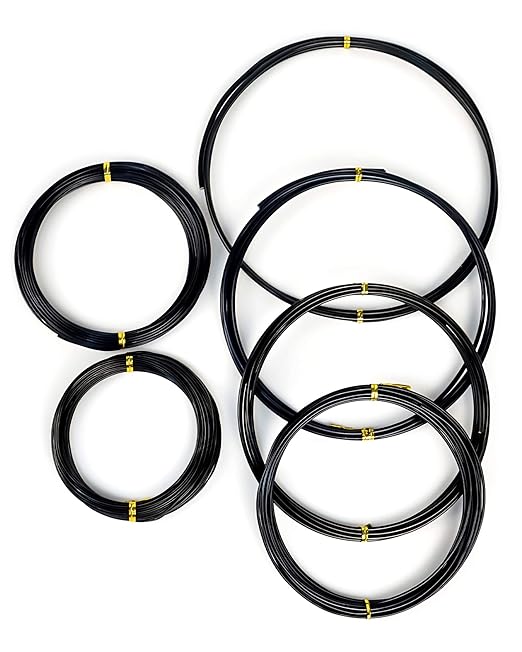 Bonsai Wire, 6 Sizes of 1mm, 1.5mm, 2mm, 2.5mm, 3mm, 4mm Black Aluminum Wire, Total 152 Feet Bonsai Tool Kit, 300 Grams Bonsai Tree Wire for Bonzai Trees Indoor by MoHern