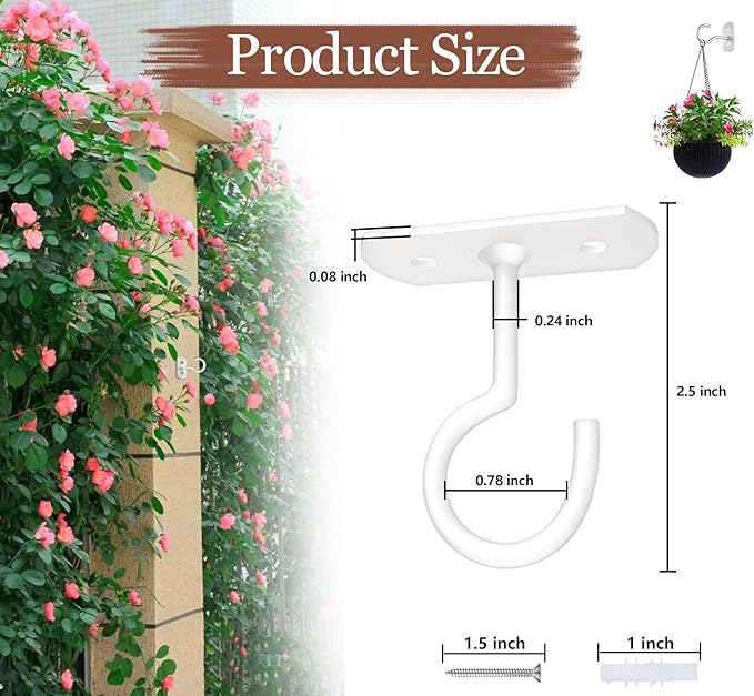 Ceiling Hooks for Hanging Plants 18Pack,2.5 inches White