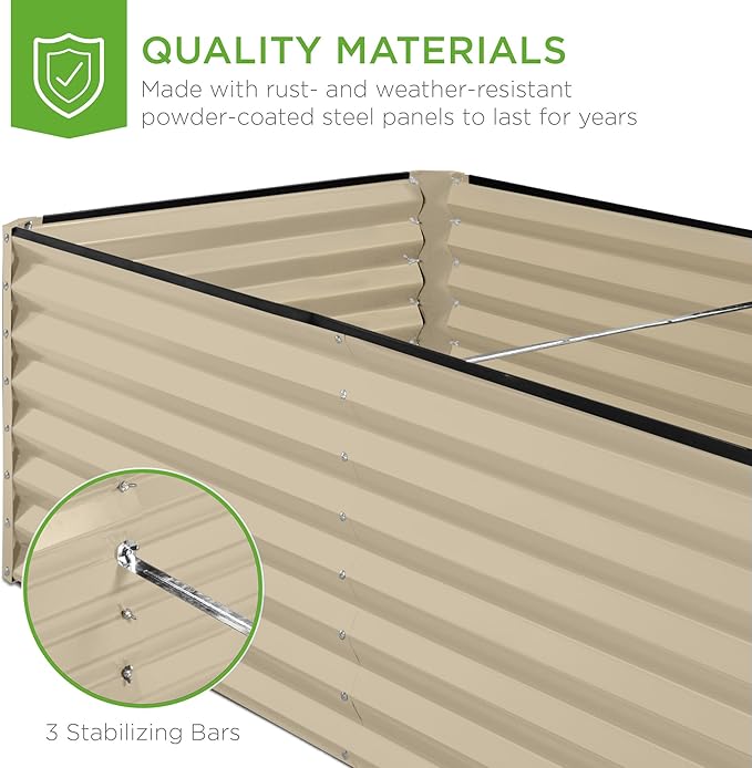 Best Choice Products 8x4x2ft Outdoor Metal Raised Garden Bed, Deep Root Planter Box for Vegetables, Flowers, Herbs, and Succulents w/ 478 Gallon Capacity - Beige